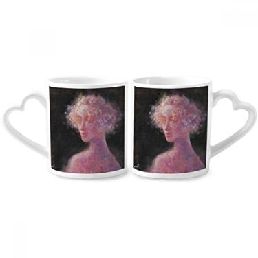 Imagem de Conjunto de canecas de porcelana para casal com pintura a óleo XJJ roxa