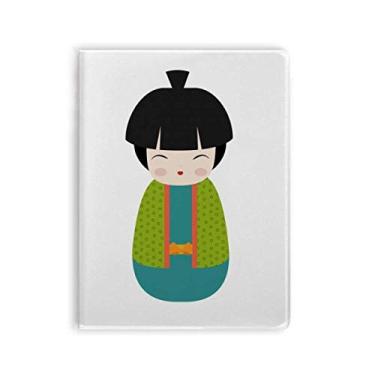 Imagem de Diário de capa macia para notebook Green Kimono Doll Art Japan
