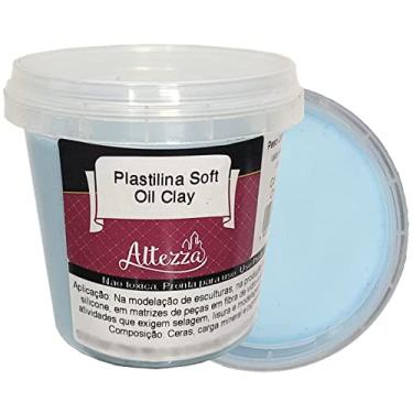 Imagem de Massa para Modelar Plastilina Soft Oil Clay Azul Celeste Altezza 500g - Cera de Abelha, Ideal para Esculturas e Moldes, Não Tóxica, Pronta para Uso