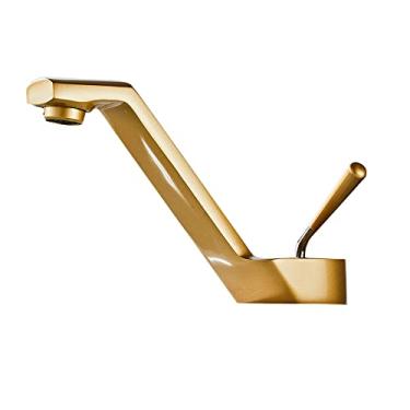 Imagem de Torneira da pia da bacia Torneira misturadora do banheiro Torneira de latão Quente e fria Vaidade Vaso Pia Torneira de água montada no convés, ouro