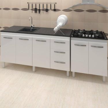 Imagem de Balcao Pia 150cm E Cooktop 5 Bocas Branco Mobbs Branco