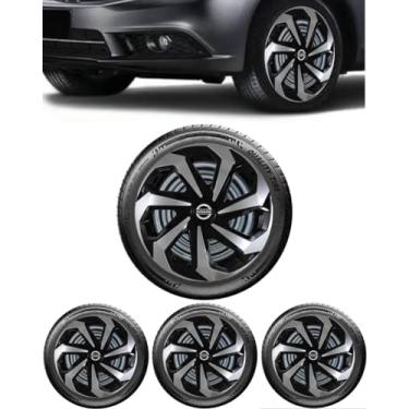 Imagem de Jogo 4 Calotas Esportivas Spider Preto/Prata aro 14 NISS March Versa Sentra Livina