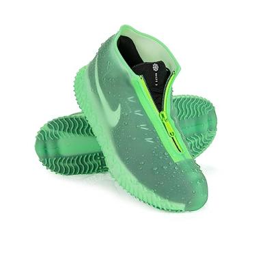 Imagem de Zbyoujer Capas de sapato de chuva à prova d'água, galochas de silicone com zíper galochas antiderrapantes para homens e mulheres (P (crianças 3-5 anos), verde) (P (crianças 3-5 anos), verde)