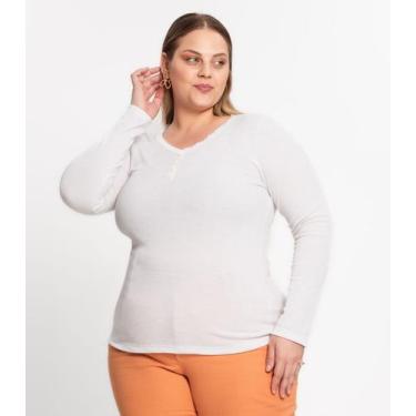 Imagem de Blusa Ribana De Linho Plus Size Feminina Kohmar Bege