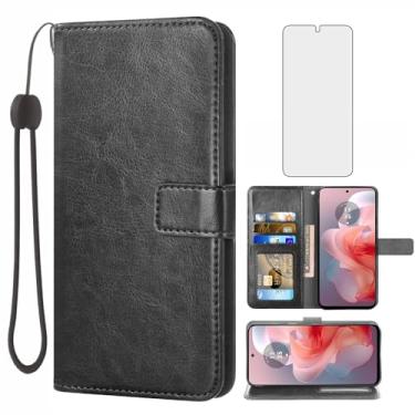 Imagem de Capa carteira compatível com Motorola Moto G Power 5G 2024 (não 2023), protetor de tela de vidro temperado e capa flip de couro, suporte para cartão, acessórios de celular, capas de telefone para G5