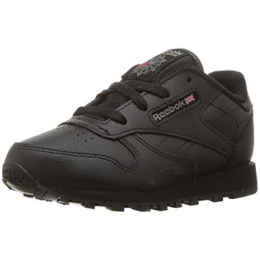 Imagem de Reebok Tênis unissex de couro clássico para bebês, Preto - EUA, 2 Infant