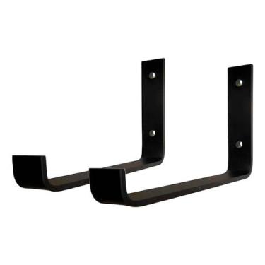 Imagem de Kit 2 Suporte Mão Francesa Invertida 20Cm Preto - Big House Shop