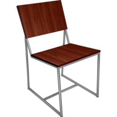 Imagem de Cadeira de Jantar Sala Escritório Dakota em Aço e MDF - Prata e Villan