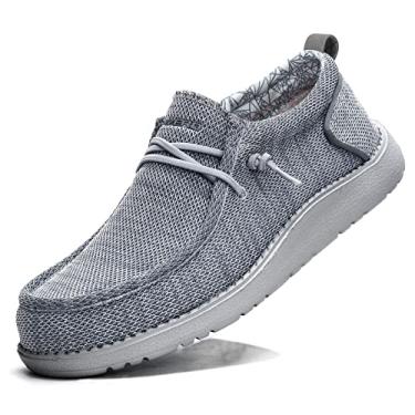 Imagem de ITAZERO Sapatos masculinos extra largos – 4E a 5E bico largo para homens 2GG largura larga pés inchados – Mocassins masculinos e slip-ons com palmilha de suporte de arco para fascite plantar, Malha