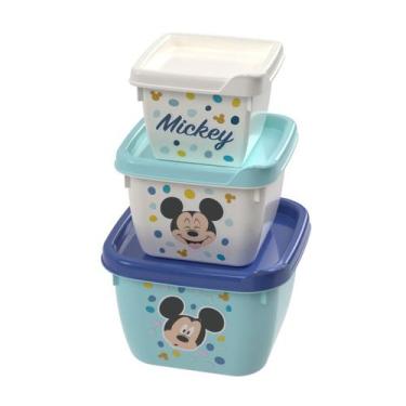 Imagem de Kit 3 Potes Bebe Infantil Conect Papinha Lanche MIckey Baby - Plasútil