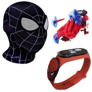 Imagem de Máscara,luva lança-dardos e relógio infantil Homem-Aranha_DV - SMACTUD