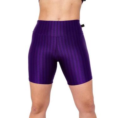 Imagem de short poliamida 3d cintura alta meia coxa - ASHYC, Violeta, P/38