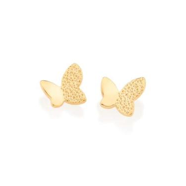 Imagem de Brinco Rommanel Borboleta folheado a ouro 526989, Dourado