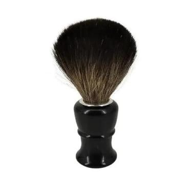 Imagem de Pincel de Barba Profissional com Pelo, Cabo Preto Clássico, para Barbear
