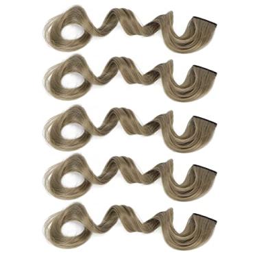 Imagem de Clipe de Cabelo Sem Vestígios Peruca de Ondulação Extensão de Cabelo Peças de Cabelo Longo 5 Peças para Festa para Meninas para Baile (Aoki cinza)