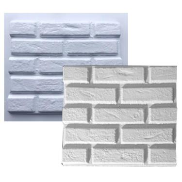 Imagem de Kit 2 Moldes p/ placas de gesso e cimento 3d Tijolo aparente - Silico 