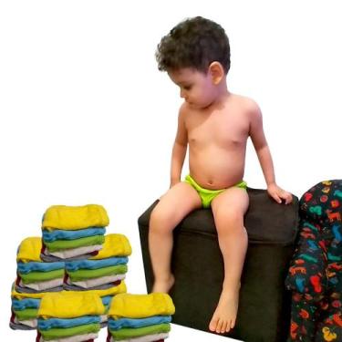 Imagem de Kit 12 Cueca Infantil Rebatida Lisa Malha Algodão - VITALISHOP, P