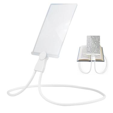 Imagem de Lupa de Pescoço Leitura Aumento 5x Haste Flexivel Apoio Mesa Maos Livres Idoso Baixa Visao Vista Cansada Visualizaçao Ampla Trabalho Tarefa
