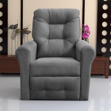 Imagem de Poltrona Reclinável Para Descanso Guaíra Suede Cinza