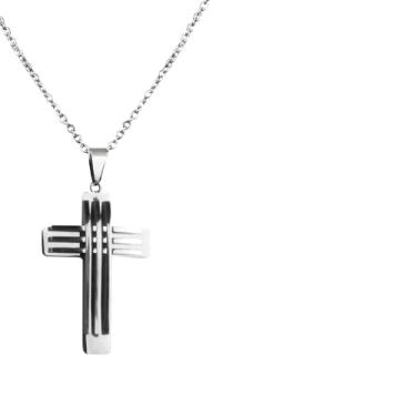 Imagem de Cordao Estilo Grumet Pingente Crucifixo Prata Sofisticado Caixa Premium Presente Elegante Fe Com Estilo