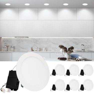 Imagem de TORCHSTAR Luminária De Teto Embutida Led Ultrafina Premium Series 8" Com Caixa Junção, Downlight 18 W Dimerização 10% A 100%, Alumínio, Luz Natural 5000 K, Cri90, Branca, Pacote 6