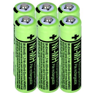 Imagem de Yibatopow Pacote Com 6 Pilhas De Reposição Bk-60Aaabu 1,2 V 600 Mah, Recarregáveis Aaa Ni-Mh Para Telefones Sem Fio Panasonic, Bateria Bk60Aaabu Telefone