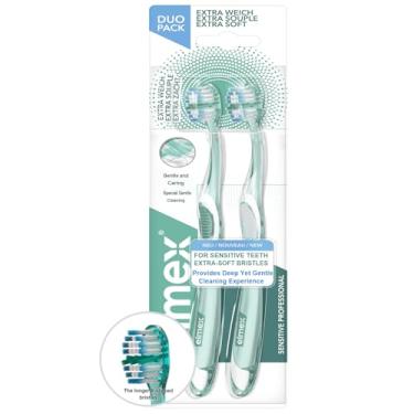 Imagem de DurbaLife Escova de dentes Sensitive Professional Extrasoft Duo-Pack desenvolvida com cerdas extra macias em forma de X branca/verde