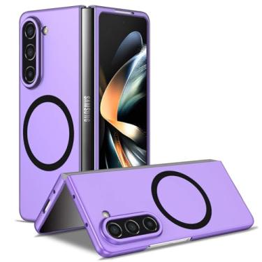 Imagem de CCSamll Capa magnética para celular Samsung Galaxy Z Fold 6 5G compatível com Magsafe, capa à prova de choque de grau militar capa magnética com círculo integrado para Samsung Galaxy Z Fold6, MS roxo