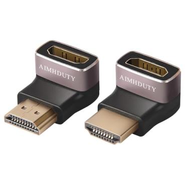 Imagem de Adaptador HDMI 8K 90 e 270 graus, pacote com 2, adaptador HDMI de ângulo reto macho para fêmea conector em forma de L, suporta 8K @60Hz, 4K@120Hz, para HDTV, Roku, Fire Stick, laptop