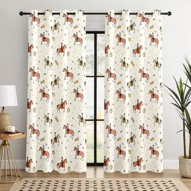 Imagem de Cortinas blackout caubói ocidentais – 100% blackout rústico rodeio ocidental e design caubói, redução de ruído com isolamento térmico para quarto, sala de estar e caverna masculina (desfile de caubói