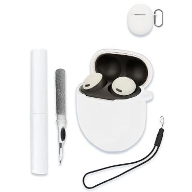 Imagem de Capa para Google Pixel Buds Pro 2 – Fones de ouvido sem fio com cancelamento ativo de ruído, capa protetora de silicone macio, portátil, resistente a arranhões, com kit de limpeza, mosquetão e cordão