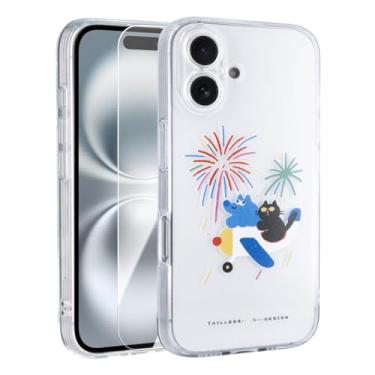 Imagem de Aijohnny Linda capa de telefone para iPhone 16, proteção total da câmera, capa protetora à prova de quedas, capa de telefone leve TPU fina Kawaii para mulheres e homens (gato e cachorro, iPhone 16)