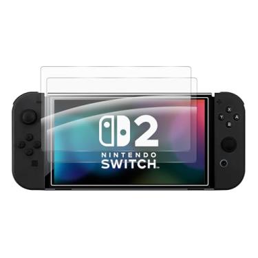 Imagem de Fourmor Protetor de tela para Nintendo Switch2 (lançado em 2025) - Película de vidro temperado 9H, HD antiarranhões, anti-impressão digital, embalagem de caixa de papel Kraft profissional [2 unidades]
