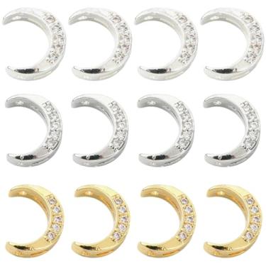 Imagem de UR URLIFEHALL 12 peças, 3 cores, zircônia cúbica, contas espaçadoras de lua crescente, zircônia cúbica, para bricolage, colar, joias, artesanato, suprimentos