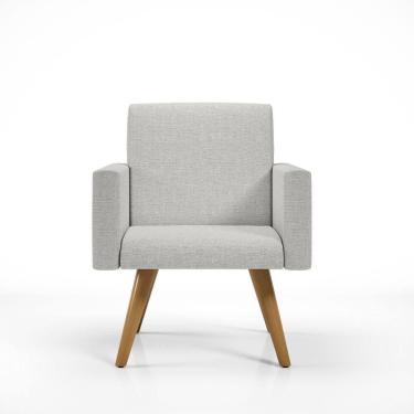 Imagem de Poltrona Decorativa Cadeira Escritório Recepção Tecido Linho