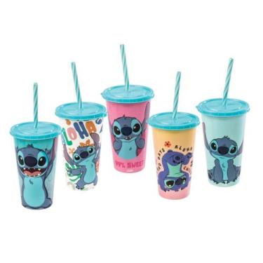 Imagem de Copo Infantil com Canudo Shake 500mL da Disney Stitch com Tampa Estamp