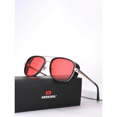 Imagem de Óculos De Sol Vintage Unissex Tony Stark Steampunk Gradiente Vermelho 