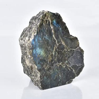 Imagem de AMOYSTONE Cristal curativo de laje de labradorita de 0,5-0,8 kg polido em um lado