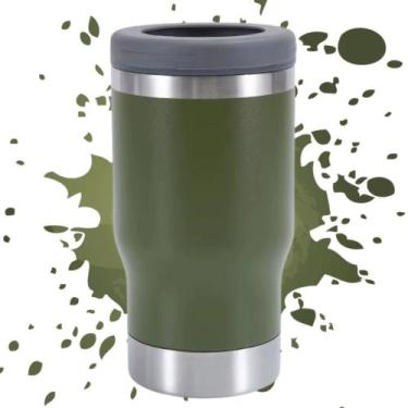 Imagem de Copo Térmico Porta Lata Garrafa Long Neck Copo Abridor Verde Escuro - 