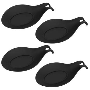 Imagem de Kit 4 Descanso de Silicone Apoio de Colher Talheres Utensílios de Cozi