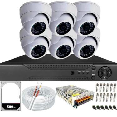 Imagem de Kit Monitoramento 6 Câmeras Full Hd 2Mp Infra Dvr 8 Canais Hd 500GB