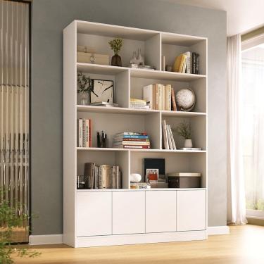 Imagem de Estante de Livros 100% Mdf 4 Portas 8 Nichos Versatile Branco