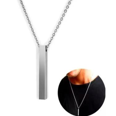 Imagem de Colar Masculino Aço Inoxidável Cordão Modelo Exclusivo Prata - Outlet 