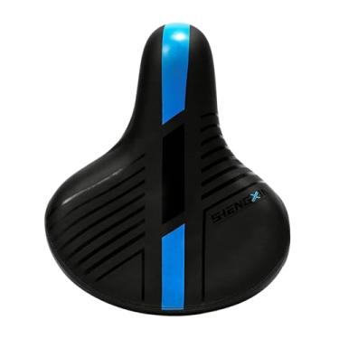 Imagem de RNXRZANK Assento de Bicicleta Ergonômico Universal à Prova D'água Respirável Couro PU Selim de Bicicleta Absorção de Choque Antiderrapante Almofada Confort, Azul, Tamanho real