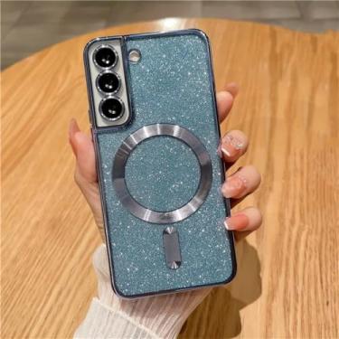 Imagem de Capa de telefone com brilho magnético chapeado para Samsung Galaxy S24 S23 S21 FE S22 Plus Ultra Soft TPU capa traseira, Sierra Blue, para Samsung S24Ultra