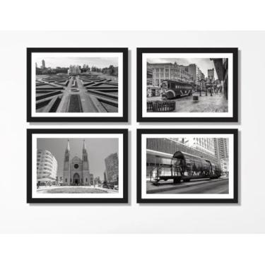 Imagem de Kit 4 Quadros Cidade Curitiba Lembrança Retrô Coritiba Pr