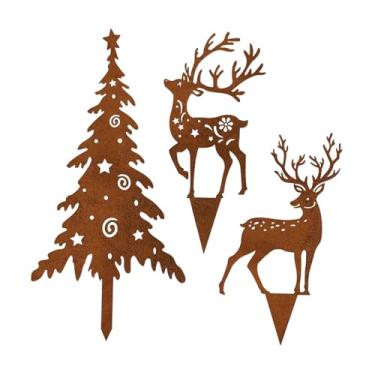 Imagem de predolo 3x Estacas de Jardim de Natal Decorativas Fácil de Usar Enfeites de Decoração de Jardim Silhueta Estacas de para Canteiro de Flores Gramado Feriado