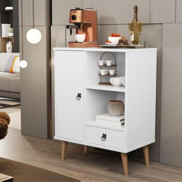 Imagem de Aparador Buffet Sala com Porta 1 Gaveta Pés Palito Retrô Tip Top - Bra