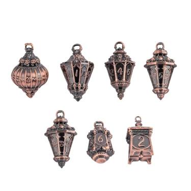 Imagem de Cusdie 7-Piece Lantern DND Dice Set with Skull Dice Bag- Perfect for Tabletop RPGs Board Games Gifting and Collecting(Ancient Copper)