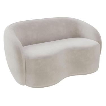 Imagem de Sofá 2 Lugares Living Orgânico Sala De Estar 160cm Garbin Z08 Veludo Bege - Mpozenato